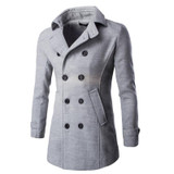 Autumn Winter Jacket Men Peacoat Solid Fashion Long Coat Men's Windbreakers Double Breasted Mens Overcoat Chaqueta Hombre M-XXL