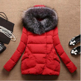 Autumn Winter Jacket Women 2016 Parkas for women Thick Warm Wadded Jackets and coats With a Hood Large Faux Fur Collar Coat