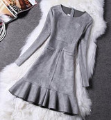 Autumn Winter Fashion Women Dress Long Sleeve Suede 2017 New Spring Elegant Casual bodycon Prom Party Dress Slim vestidos