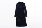 Autumn Winter Fashion Midi Pencil Dress Women Turtleneck Long Sleeve Sexy Velvet Dress Velvet High Neck Bodycon Dress