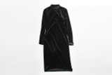 Autumn Winter Fashion Midi Pencil Dress Women Turtleneck Long Sleeve Sexy Velvet Dress Velvet High Neck Bodycon Dress