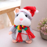 2018 Hot Sale Christmas style 16cm Kawaii Russian Talking Hamster Stuffed Toy Sound Record Plush Hamster Valentine Gift for kids