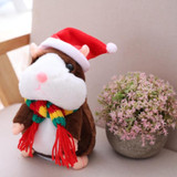2018 Hot Sale Christmas style 16cm Kawaii Russian Talking Hamster Stuffed Toy Sound Record Plush Hamster Valentine Gift for kids