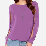2018 HOT NEW Women Blouse Long Sleeve Sexy Casual Shirt Fashion Chiffon Blouse Women Girls Tops Blusas Tops 7 colors