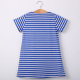 2018 Hot New Baby Girls Summer Dress Lovely Kids Girl Short Sleeve Rabbit Striped Dresses for 2-7Y Children