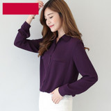 2018 Hot Brand Women Shirts Blouses Long Sleeve Casual Solid Ladies Chiffon Blouse Tops Fashion OL Plus Size Shirt Chemise Femme