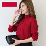 2018 Hot Brand Women Shirts Blouses Long Sleeve Casual Solid Ladies Chiffon Blouse Tops Fashion OL Plus Size Shirt Chemise Femme