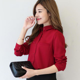 2018 Hot Brand Women Shirts Blouses Long Sleeve Casual Solid Ladies Chiffon Blouse Tops Fashion OL Plus Size Shirt Chemise Femme