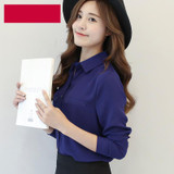 2018 Hot Brand Women Shirts Blouses Long Sleeve Casual Solid Ladies Chiffon Blouse Tops Fashion OL Plus Size Shirt Chemise Femme