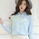 2018 Hot Brand Women Shirts Blouses Long Sleeve Casual Solid Ladies Chiffon Blouse Tops Fashion OL Plus Size Shirt Chemise Femme