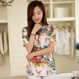 2018 high quality Summer style Kimono blouses top Plus size M-5XL cotton Printed Short sleeve Casual Women shirts blusas tops