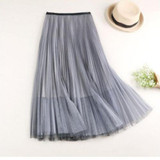 2018 Harajuku Women Long Skirt Saia Two Layer High Waist Tulle Skirt Mesh Boho Women Maxi Skirt Faldas Jupe Femme Saia Midi