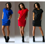 2018 Fashion Women's Dress Spring Summer Solid Short O-neck Vestidos Dress Women Party Summer Dresses Straight For Femlae