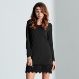 Autumn Winter Dress 2016 ZANZEA Women Casual Lace Patchwork Sexy Mini Dress Long Sleeve O Neck Loose Straight Vestidos Plus Size Autumn Winter Dress 2016 ZANZEA Women Casual Lace Patchwork Sexy Mini Dress Long Sleeve O Neck Loose Straight Vestidos Plus Size