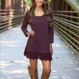Autumn Winter Dress 2016 ZANZEA Women Casual Lace Patchwork Sexy Mini Dress Long Sleeve O Neck Loose Straight Vestidos Plus Size Autumn Winter Dress 2016 ZANZEA Women Casual Lace Patchwork Sexy Mini Dress Long Sleeve O Neck Loose Straight Vestidos Plus Size