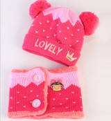 Autumn winter children boys girls hat + scarf knitted winter hat crown cap scarf beanie set