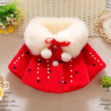 Autumn Winter Baby Girls Faux Fur Pearls Fleece Lapel Collar Infant Kids Outerwear Princess Jacket Coats roupas de bebe casaco