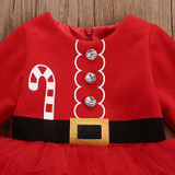Children Girls Red Dress for Christmas Cute Kids Christmas Princess Toddler Baby Girl Tulle Tutu Dress Party Outfits Costume
