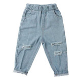 Children Fashion Pants Personality Light Color Holes Jeans Denim Pants Trousers oddler Baby Boy&amp;Girl Broken Hole Pants