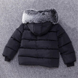 Children Down jacket Winter Warm Jackets With Fur Baby Boy Girl Solid Overcoat Hooded Winter Jacket Kid Clothing Coat
