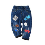 Children denim Pants girls plus velvet jeans 2018 baby kids cartoon leggings winter children's clothes girl cotton loose trouser