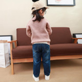 Children denim Pants girls plus velvet jeans 2018 baby kids cartoon leggings winter children's clothes girl cotton loose trouser