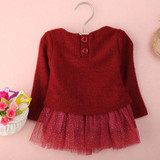 Autumn Winter Baby girl clothes Cute long sleeve Warm girl dress Bow Kids Toddler Tutu Party dresses