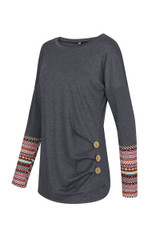 Autumn Winter 2017 Casual Long Sleeve Fold T-Shirt with Button Fashion Solid Cotton tshirt Women Tops Tee Black T Shirt Female