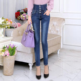 Autumn Spring Jeans Womens High Waist Elastic Skinny Denim Long Pencil Pants Back Cross Woman Jeans Camisa Feminina Trousers