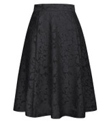 Autumn Retro High Waist Skirt Women Vintage Jacquard patterned Pleated Skirts Womens Saias Female Flared A-Line Black Skirt