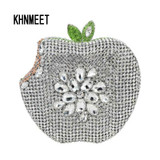 LaSC silver green apple shape clutch bags Luxury crystal clutch evening bags women prom bags party purse ladies clutches SC146