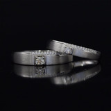 LASAMERO Solitaire Rings for Men and Women 0.065CT Round Cut Natural Diamond Couple Rings 18k White Gold Engagement Wedding Ring