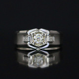 LASAMERO Rings for Men 0.303CT Round Cut Natural Diamond Ring 18k White Gold Engagement Wedding Ring