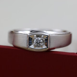 LASAMERO Rings for Men 0.086CT Round Cut Natural Diamond Ring 18k two tone Gold Engagement Wedding Ring