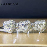 LASAMERO Ring For Women 0.51CT 18k White Gold Round Cut Heart Shape Natural diamond Ring Accents Engagement Wedding Ring