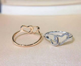 LASAMERO Ring For Women 0.08CTW Ring Double Heart shape Natural Diamond Ring 18k Gold Real Diamond Engagement Wedding Ring