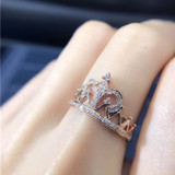 LASAMERO 0.19CT 18k Gold Real Diamond Crown ring Certified Accents Engagement Wedding Ring