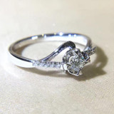 LASAMERO 0.117CT Certified Rose shape Ring Accents 18k Gold Real Diamond Wedding Ring Engagement Ring