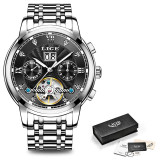 Men Watch Automatic Mechanical Tourbillon Watch Luxury Fashion Stainless Steel