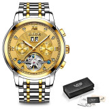 Men Watch Automatic Mechanical Tourbillon Watch Luxury Fashion Stainless Steel