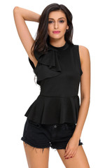 2018 Fashion Summer Ruffle Sleeveless Shirt Women Vintage White Office Blouse Female OL Work Tops Plus Size Women Blouses Blusas