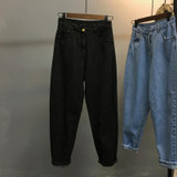 2018 Fashion Spring Summer Boyfriend Jeans For Women Vintage High Waist Loose Bottoms Washed Blue Denim Long Harem Jeans Femme