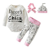 2018 Fashion Newborn Baby Girls Autumn style Infant Clothes Baby Clothing Set Cotton Romper+Pants+Hat+Headband Toddler 4Pcs Suit