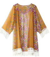 2018 Fashion Floral Chiffon Kimono Women Cardigan Elegant Lace Women Flower Print Chiffon Blouse Shirt Women Loose Kimono jacket