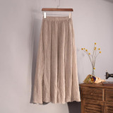 2018 Fashion Design Summer Women Skirt Linen Cotton Vintage Long Skirts Elastic Waist Boho Beige Pink Maxi Skirts Faldas Saia