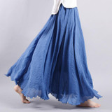2018 Fashion Design Summer Women Skirt Linen Cotton Vintage Long Skirts Elastic Waist Boho Beige Pink Maxi Skirts Faldas Saia