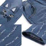 2018 Fashion Children Girls Jeans cute cat print Pants With Ruffles Denim Pants Spring Summer Clothes Girls Cute Kids Jeans