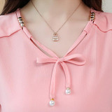 2018 Fashion Blouses Women Tops Summer Elegant Lady Shirts Bow Chiffon Blouse Female Casual Short Sleeve Blusas Femininas