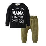 2018 Fashion baby boys clothes set black letter Long sleeve T shirt +trousers 2PCS/set Newborn Infant baby girls clothing set