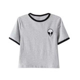 2018 Fashion 3d Print Aliens crop top Short Sleeve T Shirt Women Teenagers T-shirts Tops Summer Round Neck O neck Tees Girls